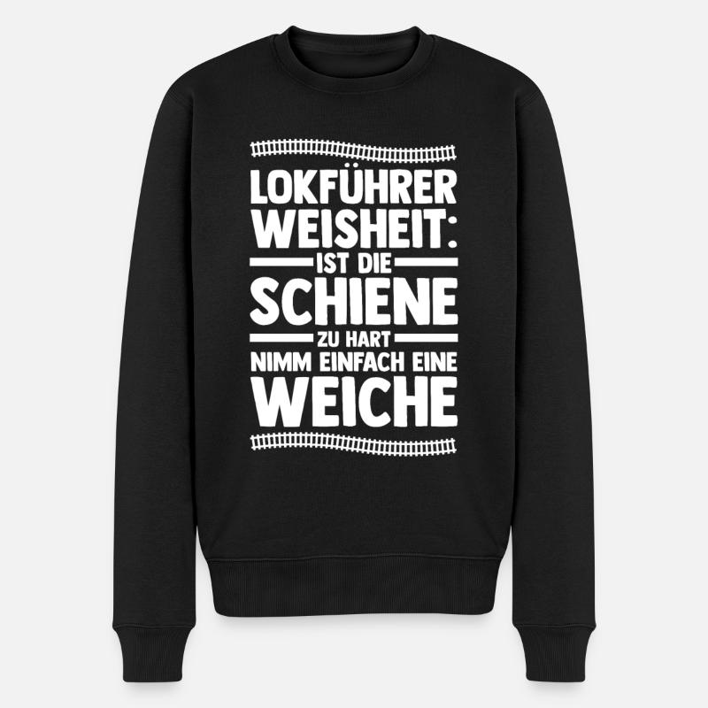 Eisenbahn Dampflok Lokomotive Lokführer - Männer Premium Bio Pullover - Schwarz