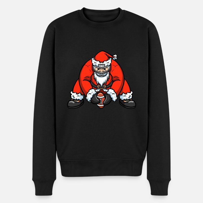 Weihnachten Santa Fußballspieler - Männer Premium Bio Pullover - Schwarz