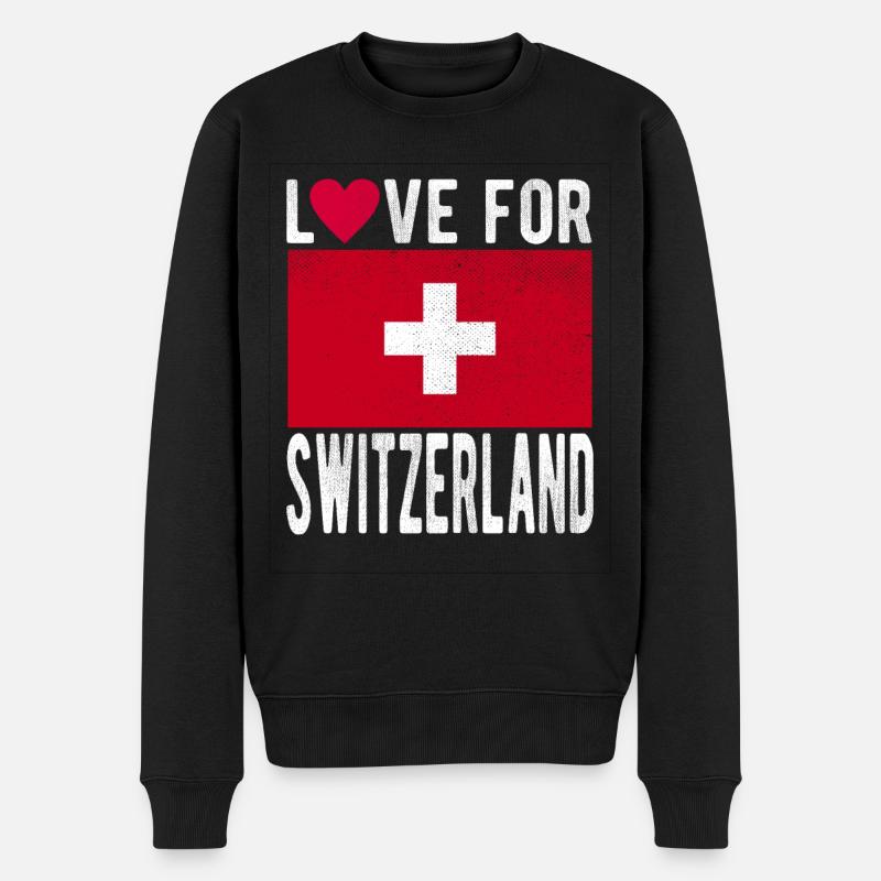 Schweiz Fahne - Männer Premium Bio Pullover - Schwarz