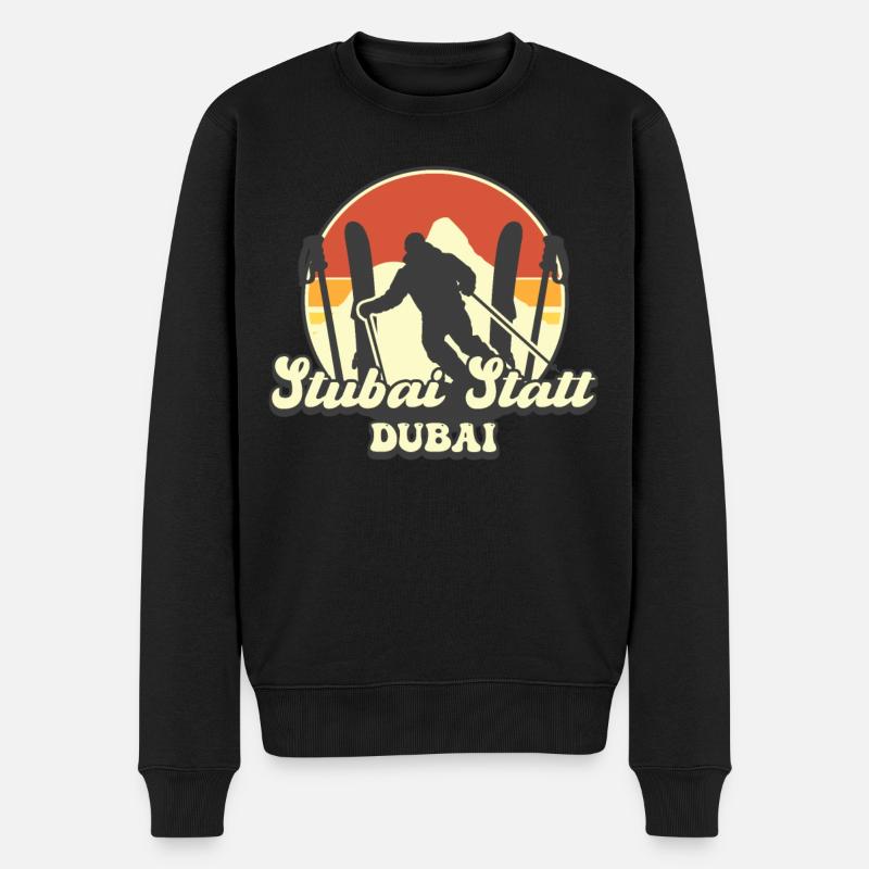Ski Stubai Stubaital Tirol Alpen Skifahrer - Männer Premium Bio Pullover - Schwarz