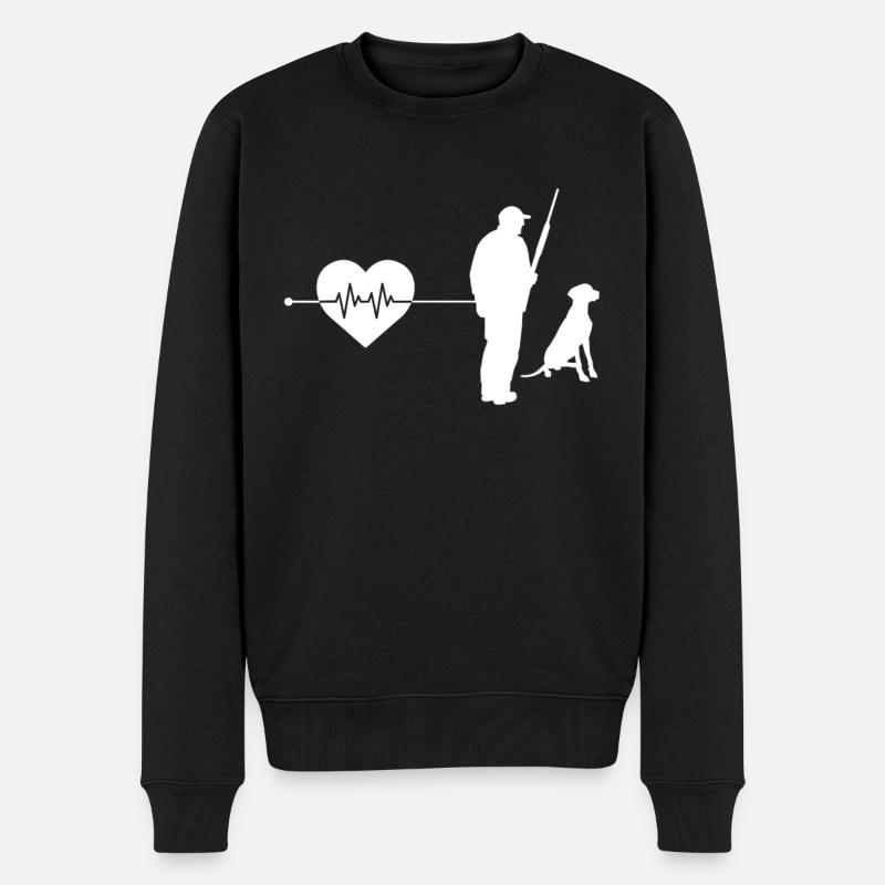 Jäger Herzschlag - Männer Premium Bio Pullover - Schwarz