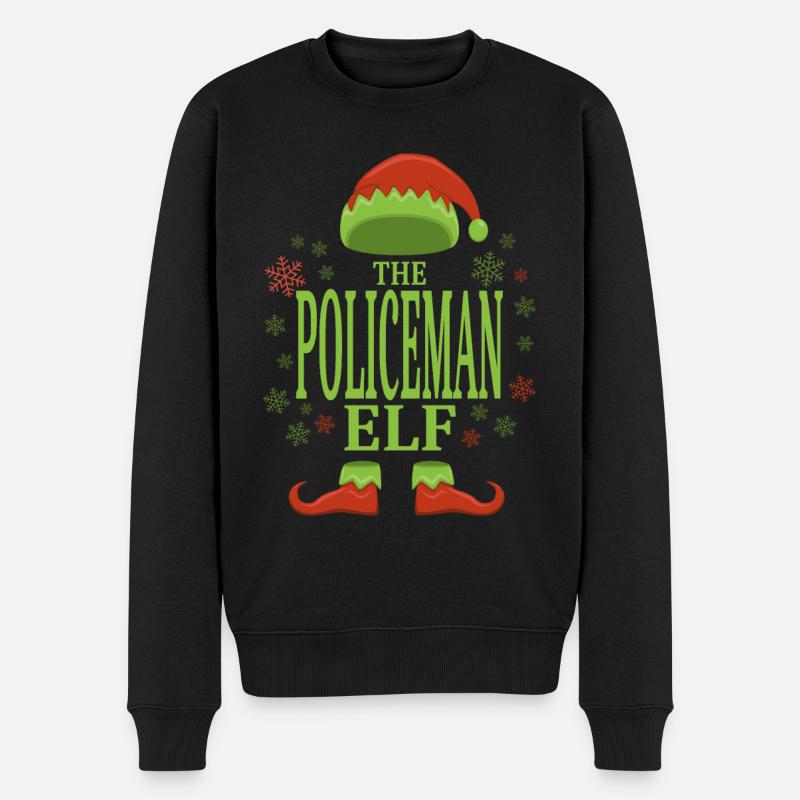Polizist Weihnachtself - Männer Premium Bio Pullover - Schwarz