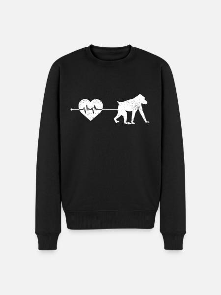 Affe Herzschlag - Männer Premium Bio Pullover - Schwarz