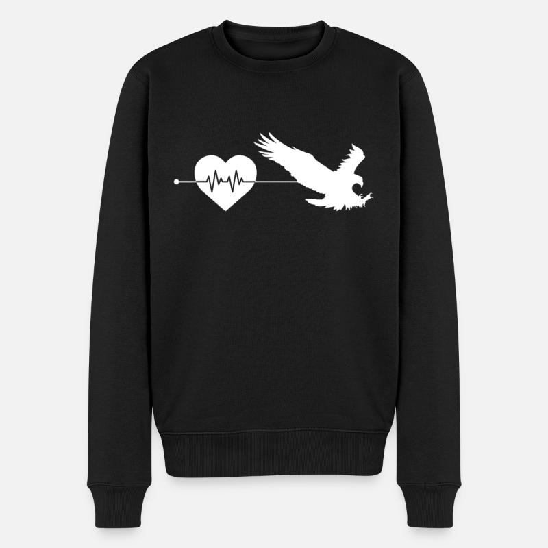 Adler Herzschlag - Männer Premium Bio Pullover - Schwarz