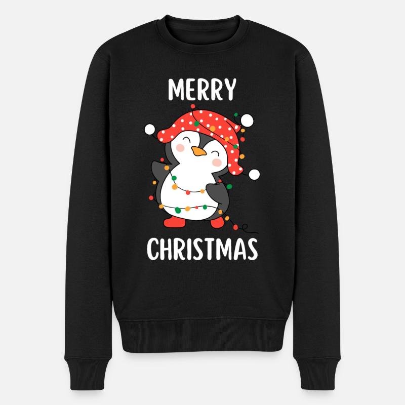 Merry Christmas Lustiges Weihnachtsshirt - Männer Premium Bio Pullover - Schwarz