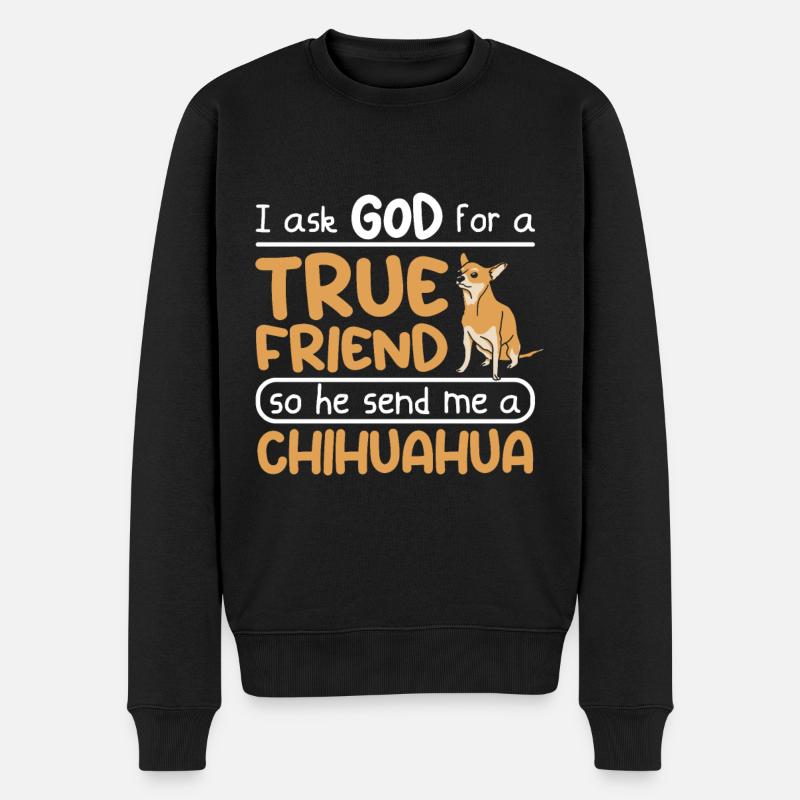 True friend dog chihuahua - Männer Premium Bio Pullover - Schwarz