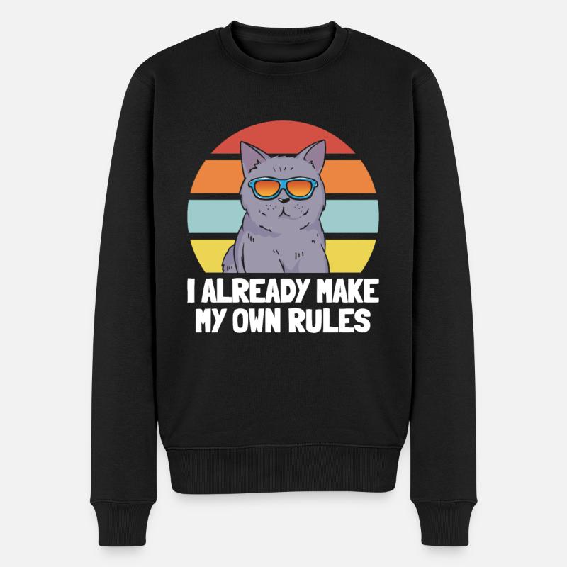Funny Cat Lover - I Already Make My Own Rules - Männer Premium Bio Pullover - Schwarz