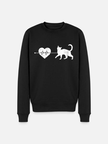 Cat heartbeat - Men's Premium Organic Jumper - black