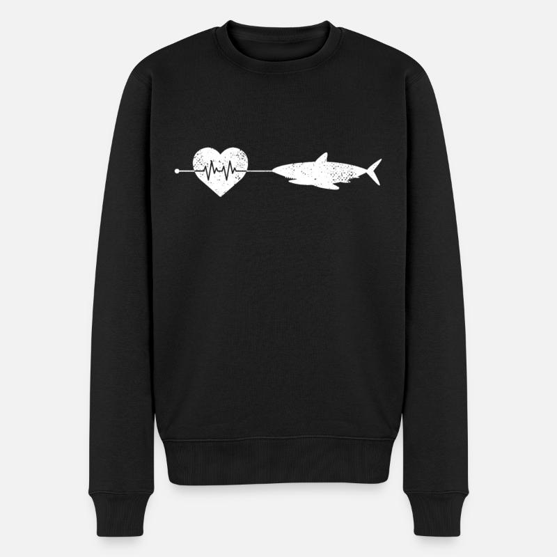 Hai Herzschlag - Männer Premium Bio Pullover - Schwarz