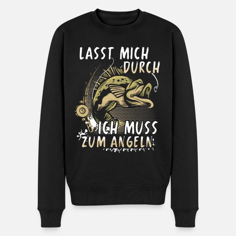 Angeln - Männer Premium Bio Pullover - Schwarz