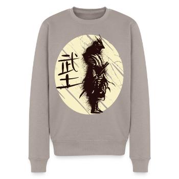 Japanischer Kunst Samurai Japanischer Krieger Kata - Männer Premium Bio Pullover - Taupe - Vorne - Nico (187cm)