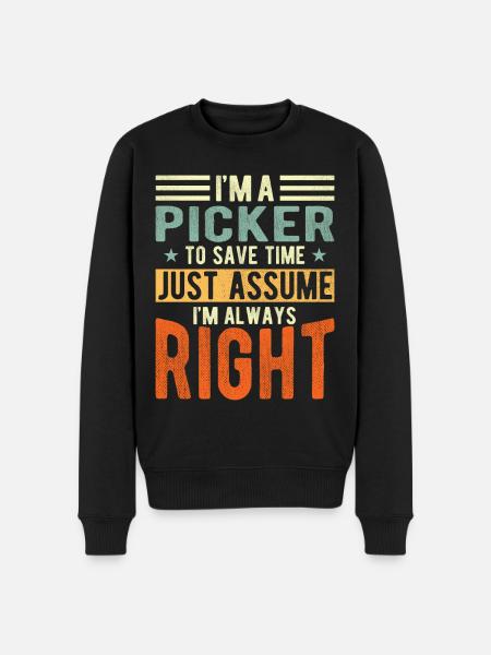 Picker - Männer Premium Bio Pullover - Schwarz
