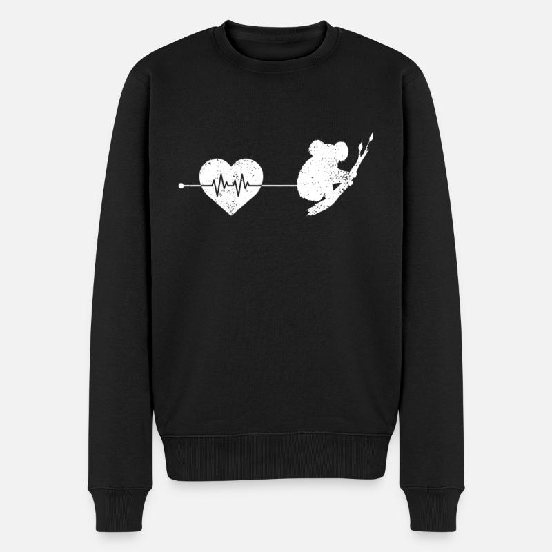 Koala Herzschlag - Männer Premium Bio Pullover - Schwarz