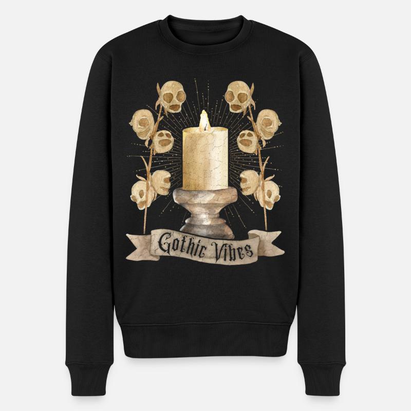Goth, Gothic-Vibes Crâne et Bougie - Pull Premium bio Homme - noir