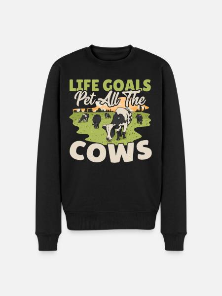 Ko Køer Muh Yver Malkeko Gård Ko Kraniet Landmand - Økologisk premium-sweatshirt til mænd - sort
