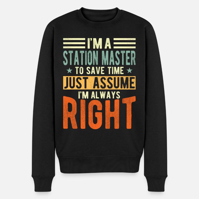 Stationsmeister - Männer Premium Bio Pullover - Schwarz