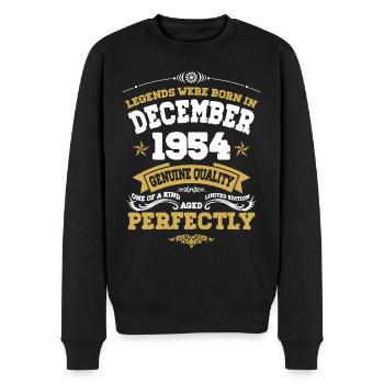 Vintage Aged Perfectly December 1954 - Men's Premium Organic Jumper - black - Front - Nico (187cm)
