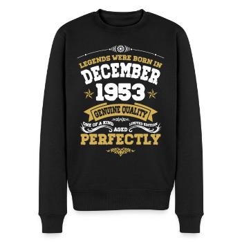 Vintage Aged Perfectly December 1953 - Men's Premium Organic Jumper - black - Front - Nico (187cm)