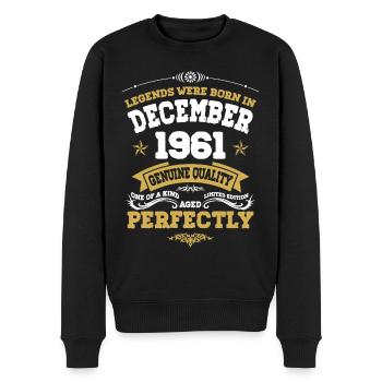 Vintage Aged Perfectly December 1961 - Men's Premium Organic Jumper - black - Front - Nico (187cm)
