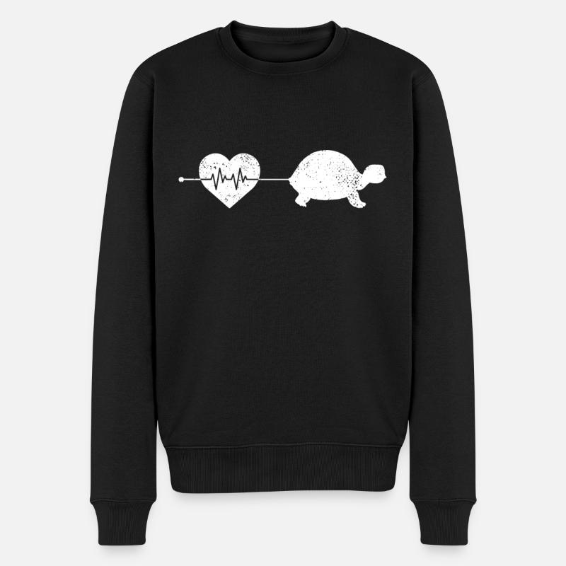 Schildkröte Herzschlag - Männer Premium Bio Pullover - Schwarz