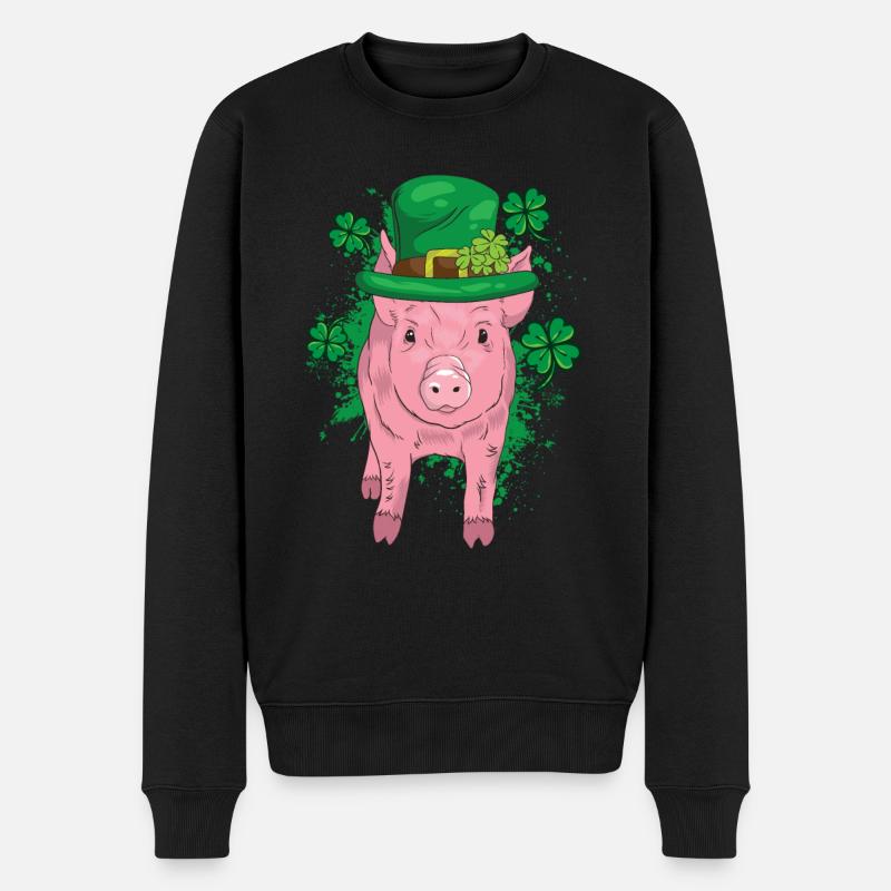 Glücksschwein Silvester - Männer Premium Bio Pullover - Schwarz