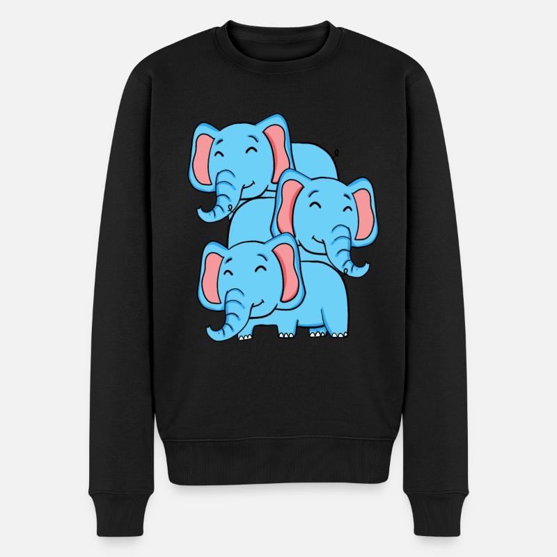 Niedliche Elefanten - Elefant - Männer Premium Bio Pullover - Schwarz