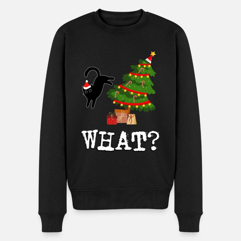 Cat What? Katze Was? - Eine schöne Bescherung - Männer Premium Bio Pullover - Schwarz