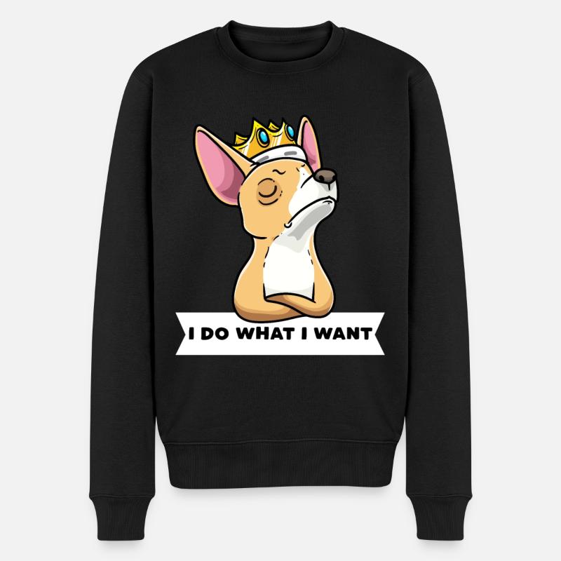 Chiweenie chien avec couronne - Pull Premium bio Homme - noir