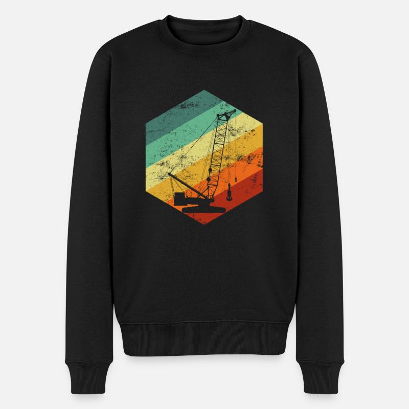 Crane operator american flag, crane operator - Männer Premium Bio Pullover - Schwarz