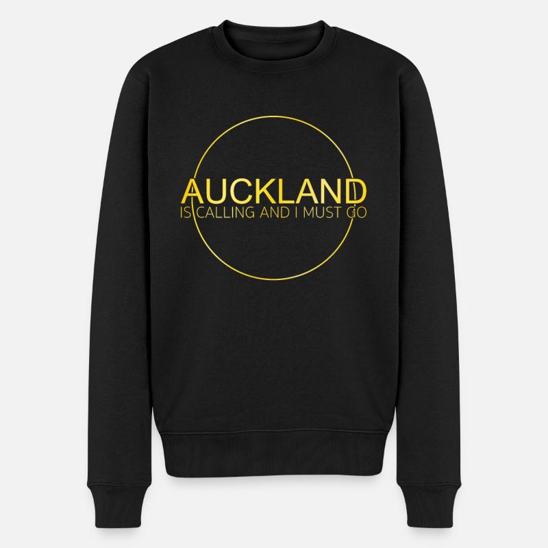 Auckland Spruch - Männer Premium Bio Pullover - Schwarz