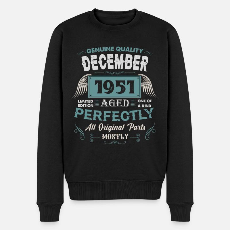 Dezember 1951 Vintage Geburtstag Geschenk - Männer Premium Bio Pullover - Schwarz