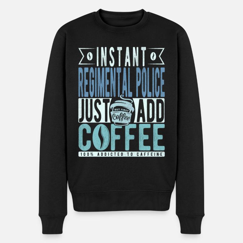Regimentspolizei Kaffee Spruch - Männer Premium Bio Pullover - Schwarz