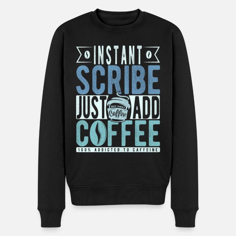 Schreiber Kaffee Spruch - Männer Premium Bio Pullover - Schwarz