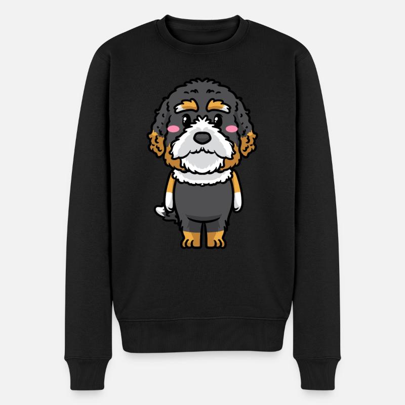 Bernedoodle Chien Riant Emoticon Kawaii - Pull Premium bio Homme - noir