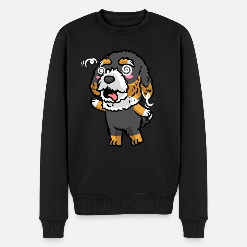 Bernedoodle Chien Riant Emoticon Kawaii - Pull Premium bio Homme - noir