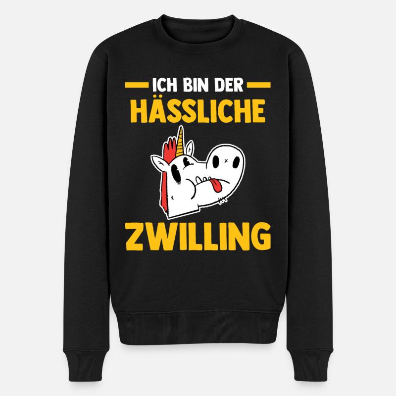 Zwillingsgeschwister Zwilling Zwillinge - Männer Premium Bio Pullover - Schwarz