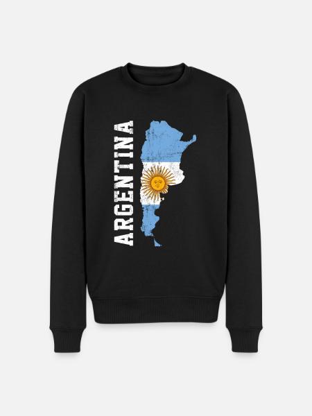argentina flag, argentinian - Männer Premium Bio Pullover - Schwarz