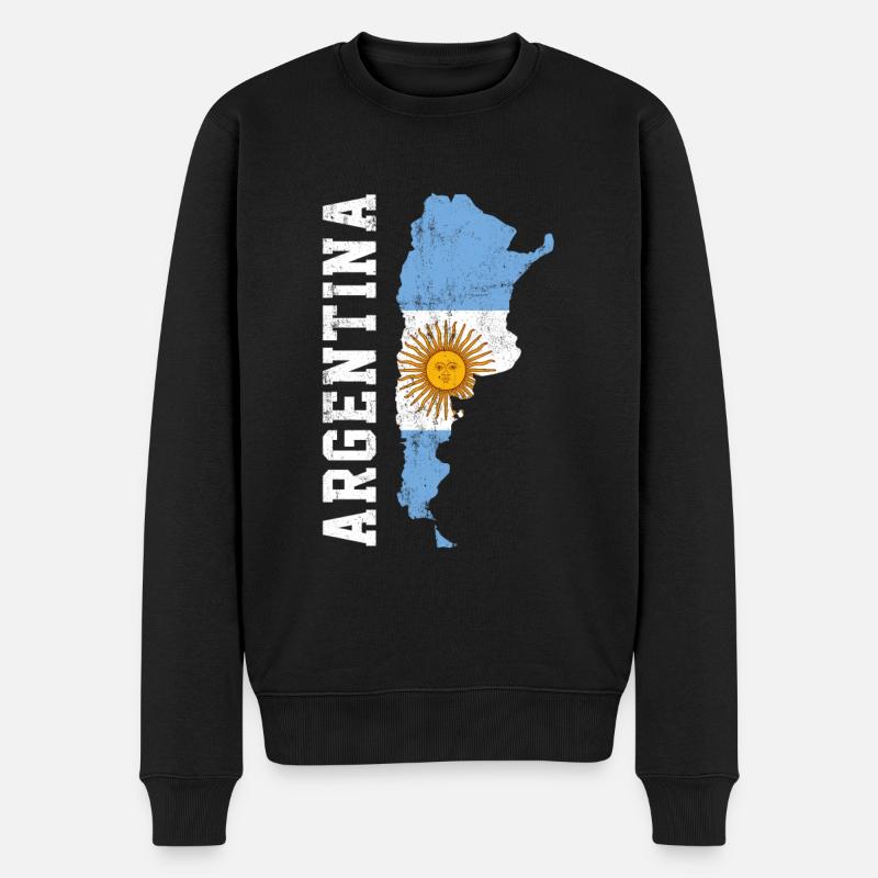argentina flag, argentinian - Männer Premium Bio Pullover - Schwarz