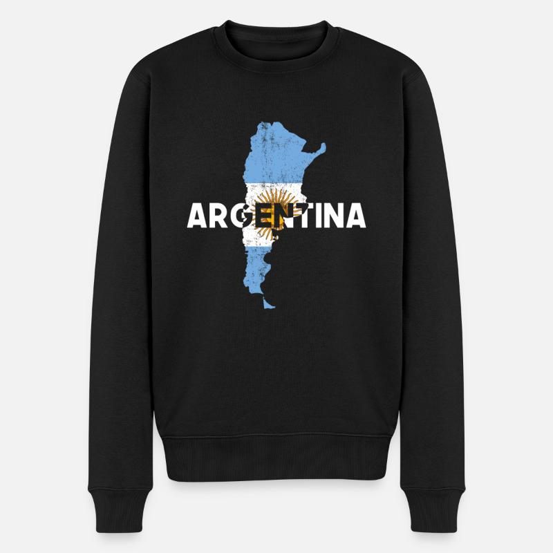 argentina flag, argentinian - Männer Premium Bio Pullover - Schwarz