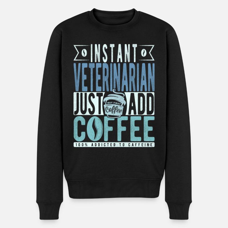 Tierarzt Kaffee Spruch - Männer Premium Bio Pullover - Schwarz