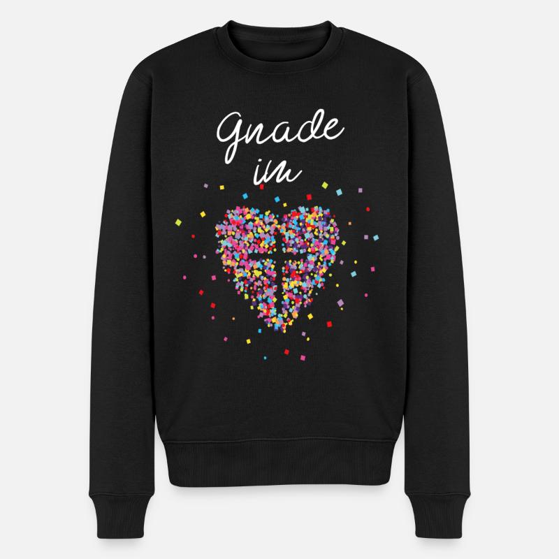 Glaube im Herz Kreuz Gott Jesus Kirche Freikirche - Männer Premium Bio Pullover - Schwarz