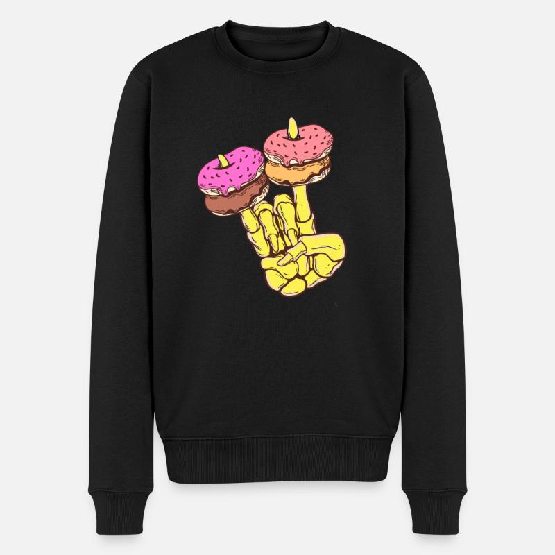 Skeletthand Mit Donat - Männer Premium Bio Pullover - Schwarz