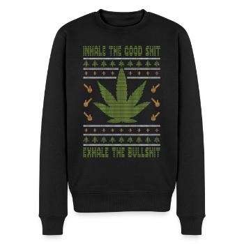 Inhalte The Good Shit Exhale The Bullshit - Männer Premium Bio Pullover - Schwarz - Vorne - Nico (187cm)