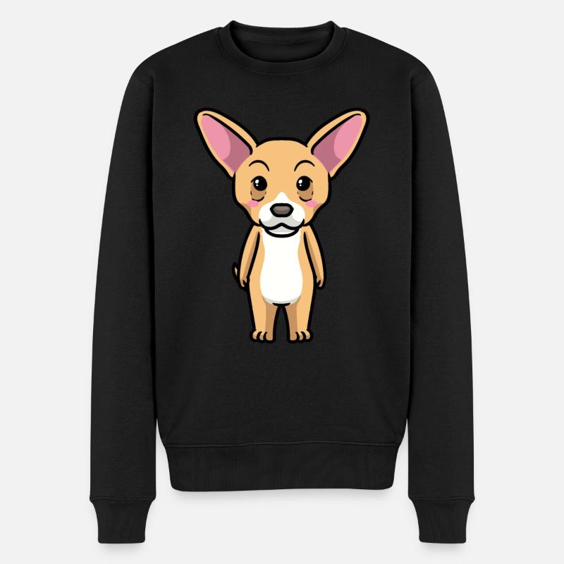 Chiweenie Hund Emoticon - Männer Premium Bio Pullover - Schwarz
