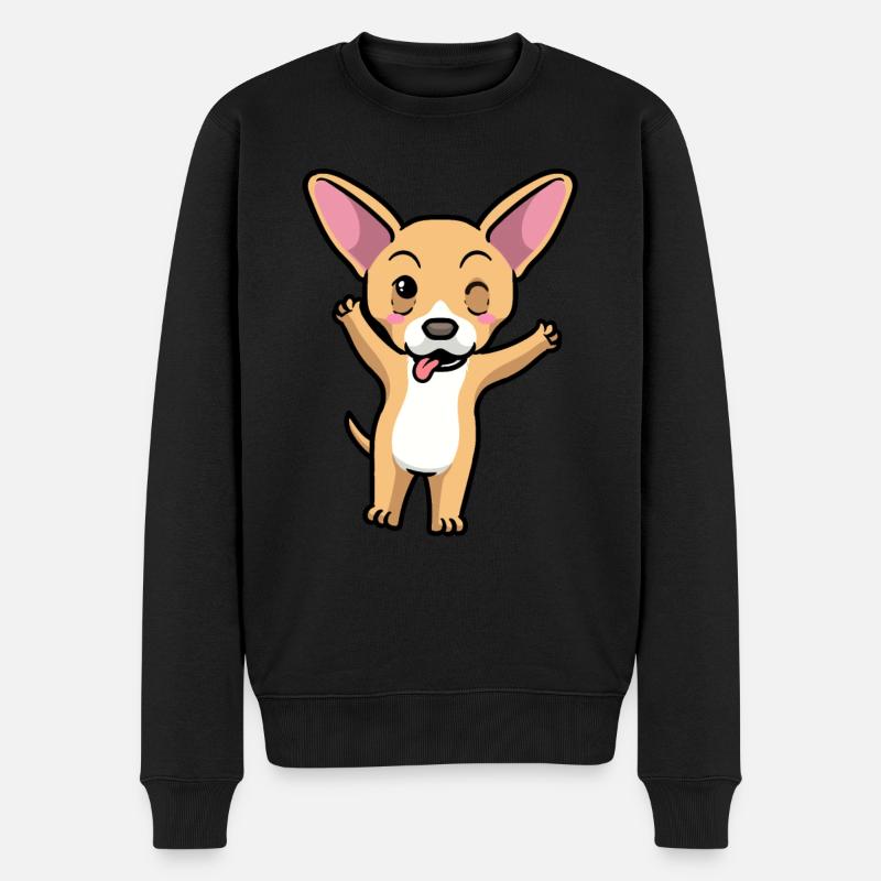 Émoticône Chiweenie Dog - Pull Premium bio Homme - noir