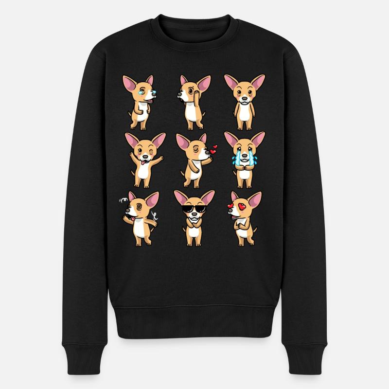 Chiweenie Hund Emoticon - Männer Premium Bio Pullover - Schwarz