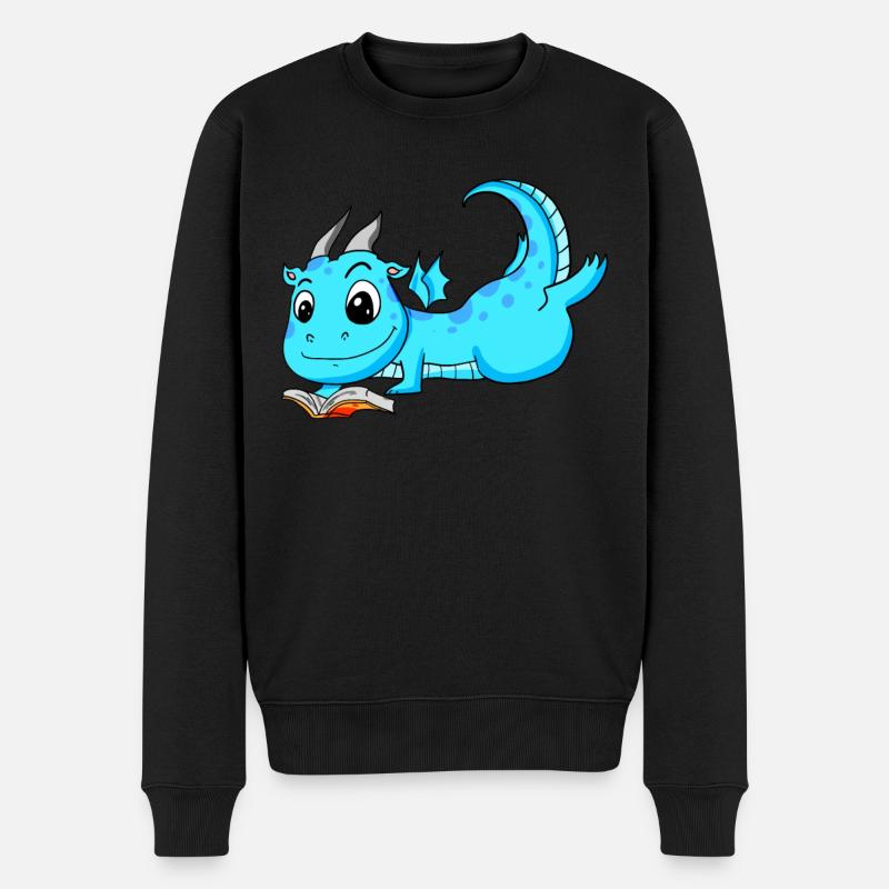 Bücher Drache Drachen - Männer Premium Bio Pullover - Schwarz