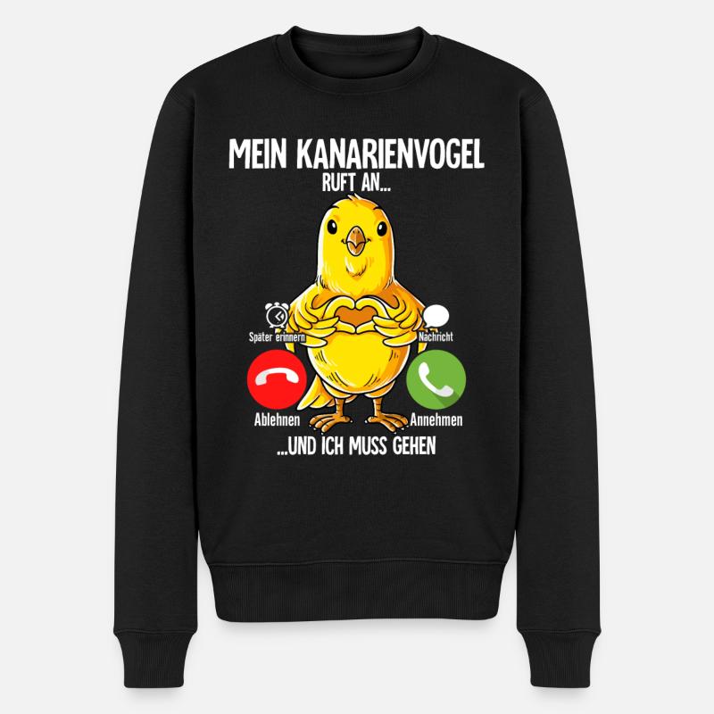 Mein Kanarienvogel Ruft An - Männer Premium Bio Pullover - Schwarz