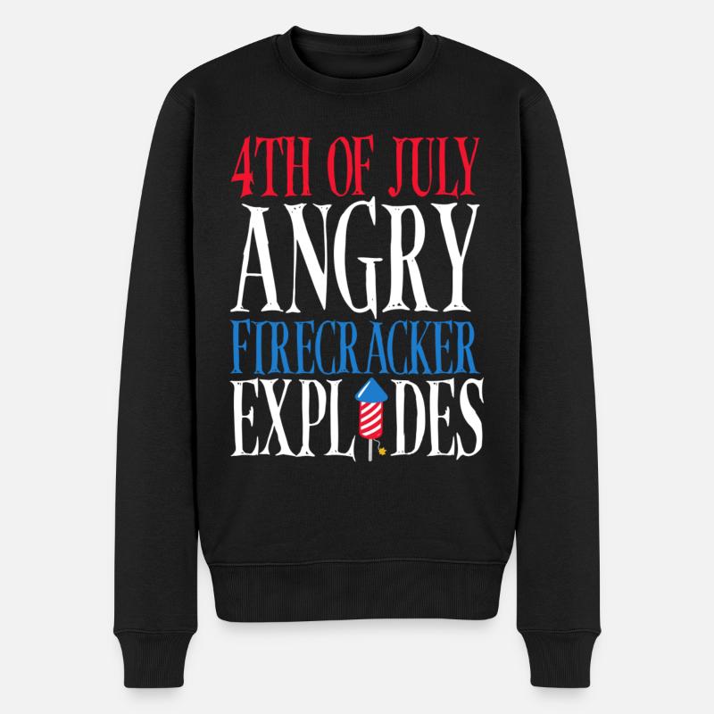 July 4 Angry firecracker explodes - Men's Premium Organic Jumper - black