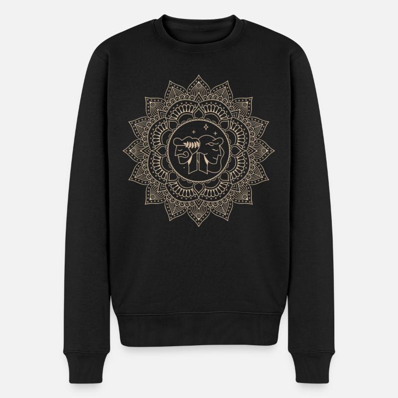 Signe du zodiaque Gémeaux Mandala - Pull Premium bio Homme - noir
